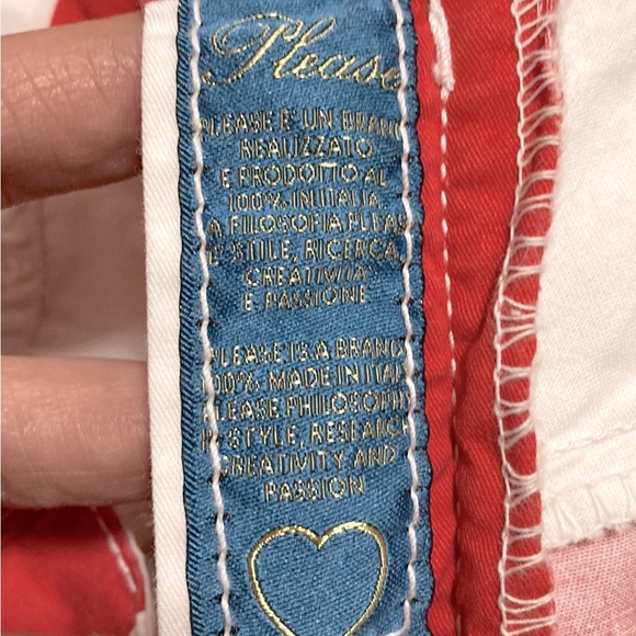 PLEASE DENIM red & white striped Jeans Italian - Picture 7 of 7